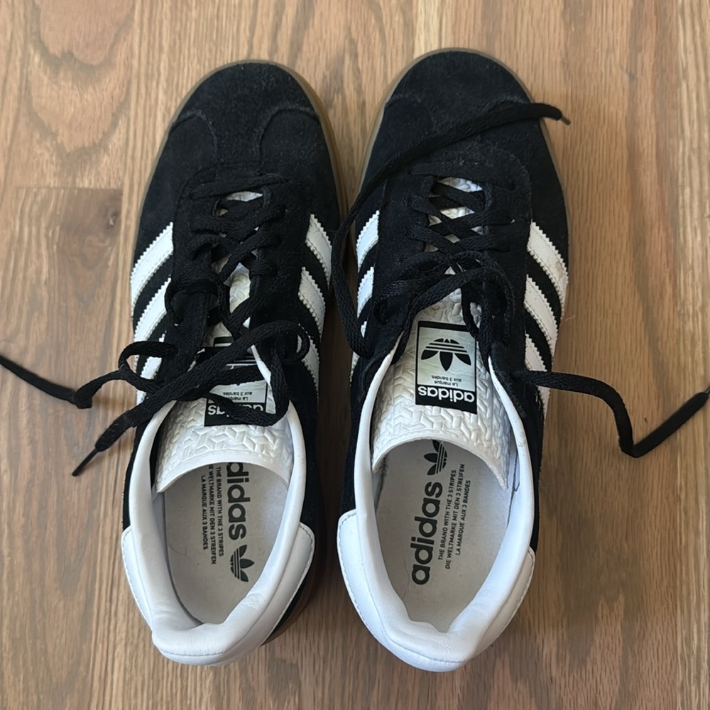 adidas Gazelle Platform Sneakers in Black, White, Gum - Picture 3 of 5